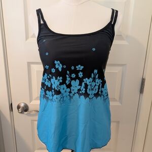 B2PRITY Tankini Top Floral Black and Blue New with Tags Size Medium